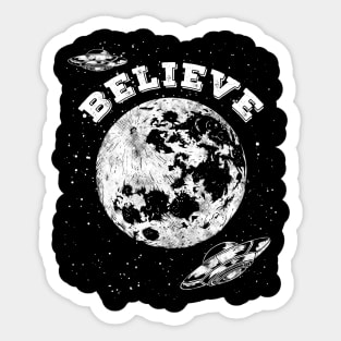 Retro Believe in UFOs Sticker